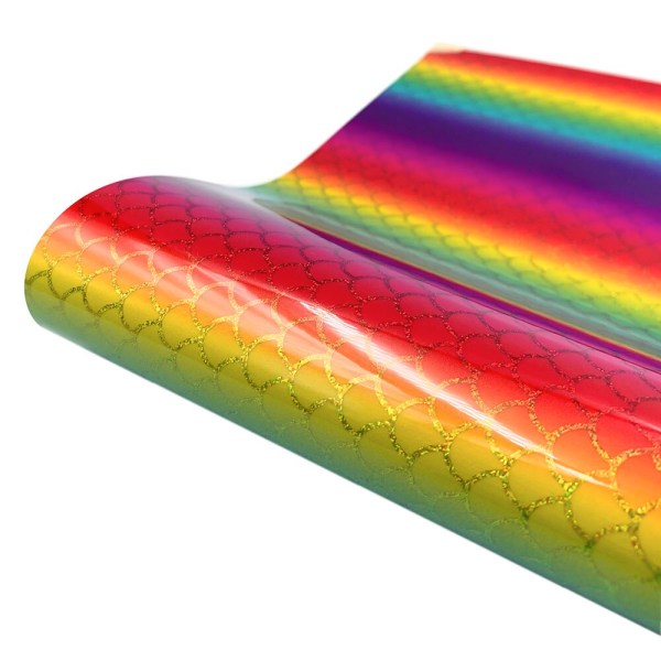 För Cricut Rainbow Gradient Print självhäftande hantverk Vinylark för väggfönster Porslin Bilar Muggar Dekal Juldekoration DIY Wavy Rainbow 12in x 10in(30x25cm)