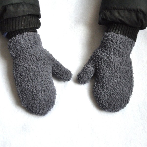 Varme Plys Tykke Varme Babyhandsker Vinter Plus Fløjl Vanter Børn Kid Koral Fleece Fuld Fingerhandsker Til 1-4 År Børnehandsker Gray3 As photo
