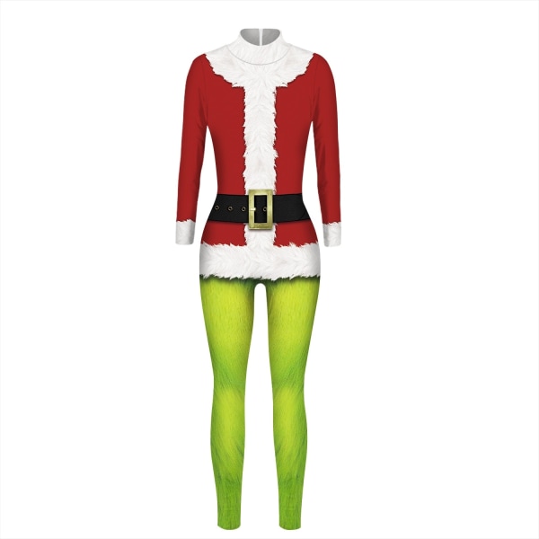 How the Grinch Stole Christmas Cosplay Sexig Jumpsuit Catsuit Karaktärskostymer Zentai Halloween Kvinnor Body Fancy Dress 2