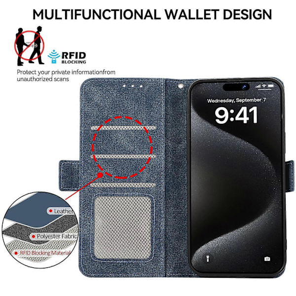 ABEEL Frostat Magnetiskt RFID Läder Telefonfodral Blue For Motorola Edge 60 Fusion