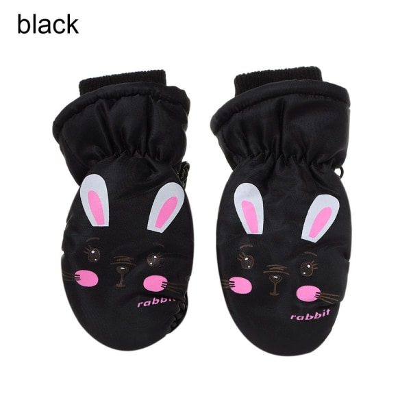 För barn i åldern 0 till 5 år Tecknad Kanin Sport Tjocka Varma Vantar Vattentäta Söta Vinter Utomhus Skidhandskar Halkfria 0-5years -rose red One Size
