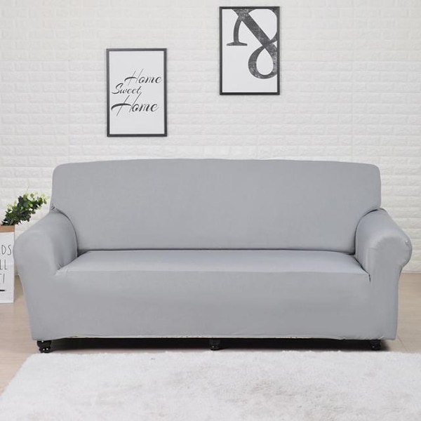 Ensfarvet Sofabetræk Stor Elasticitet Stræk Sofabetræk Loveseat Sofa Hjørnesofa Håndklæde Møbelbetræk 1/2/3/4 Personers Grey 1-seater 90-140cm