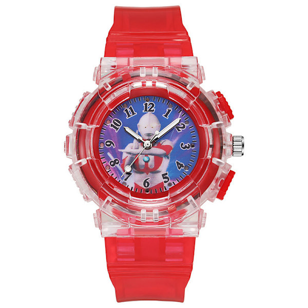 Barnklocka Tecknad Ljusande Studentklocka Elektronisk Klocka Herrklocka LED-klocka Red Ultraman Jack
