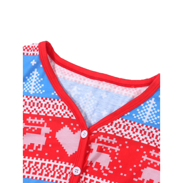Julpyjamas Matchande Familj Pyjamas Dam Pyjamas Set Topp Byxor Set V-ringad Mjuk Varm Tryckta Set Sovkläder Yellow M