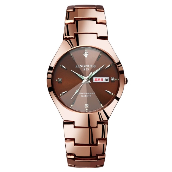 Automatisk Quartz Ikke-Mekanisk Wolfram Stål Farve Stålbånd Parur Lysende Kalender Herre og Dame Vandtæt Studenterur Black with blue face for men