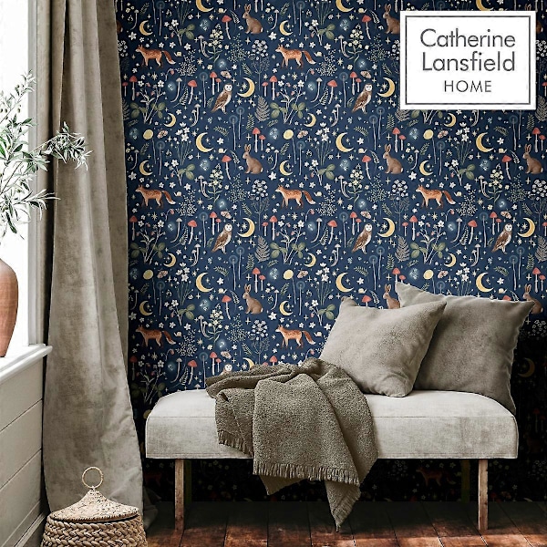 Catherine Lansfield Enchanted Twilight Tapetti Muriva Navy Navy