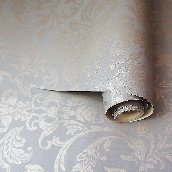 Glitrende Damask Tapet Rosaguld / Grå Holden 12712