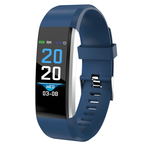 Smart Armband Blodtrycksmätning Informationspåminnelse Multifunktionell Student Vuxen Hälsa Sport Stegräknare Klocka Blue