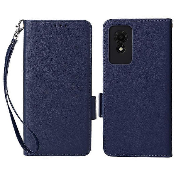 Kompatibelt för TCL 501 T433D Läderfodral Plånboksställ Litchi Textur Telefonskal Grossist DarkBlue