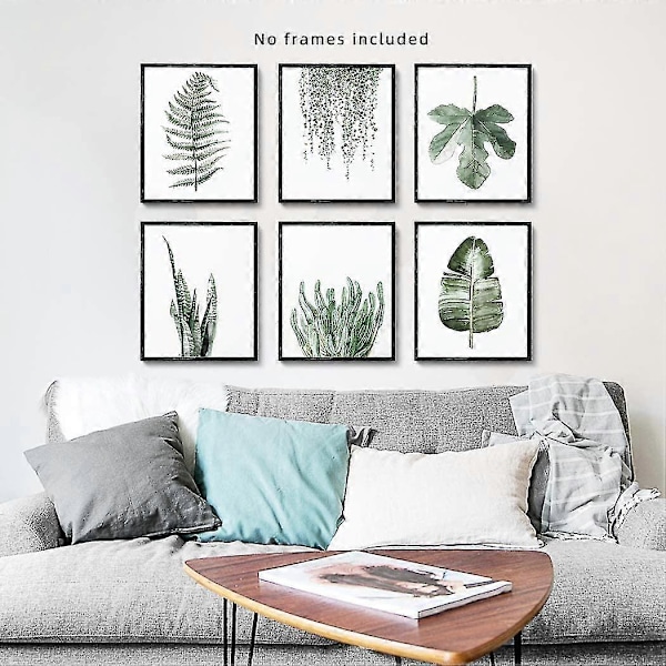 Botaniska Tryck Affisch, Set om 6, 8x10 Tryck Ramlösa, Vardagsrum Botanisk Blad Art Deco, Botanisk Målning