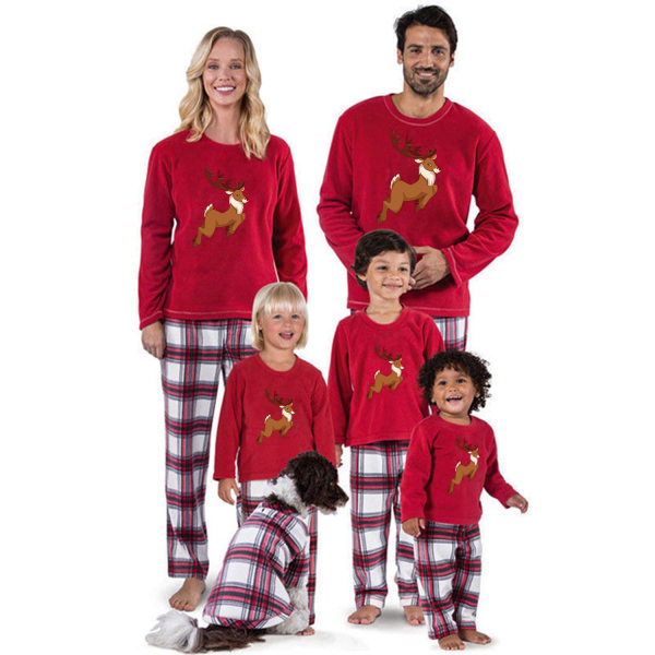 Julpyjamas Matchande familjepyjamas Förälder-barn kostym Tryck förälder-barn Pyjamas kostym Picture color 童2T