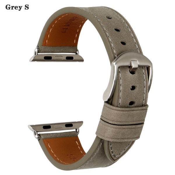 Nahkaranneke Apple Watch -rannekkeeseen 45mm 41mm 42mm 38mm 44mm 40mm Series 7 6 SE 5 4 3 iWatch-kelloon Grey S For 41mm 40mm