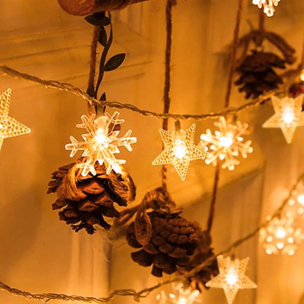 Juletre Snøfnugg LED Lyslenke Banner Juledekorasjon 2023 for Hjem Navidad Juletre Dekor Eventyrlys Anheng style 3 1.5M 10LED