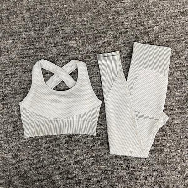Joogasetit Naisille Kuntosalivaatteet Naisten Fitness Urheiluun ShirtsPantsWhite L
