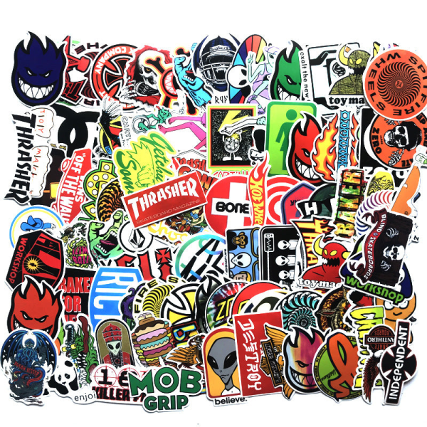 100 stk. kule skateboard-mote klistremerker for koffert PVC Skateboard Laptop Bagasje Kjøleskap Telefon Bil Styling DIY Dekal klistremerker China
