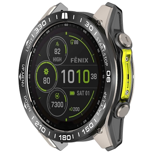 Til Garmin Fenix 8 Solar 51mm Rustfrit Stål Bezel Ridsefast Beskyttelsesring - Sort+Rød Black+White