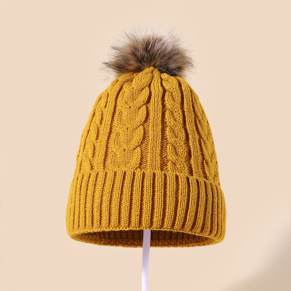 Syksyn ja talven uusi iso turkispallo villapipo, universaali yksivärinen yksikerroksinen reunus lämmin neulottu hattu naisille Heather Gray Average size