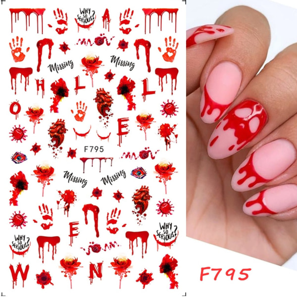 3D Halloween Negledesign Anime Joker Edderkopp Slange Slidere Negleklistremerker Selvklebende Dekaler Jenter Barn Fest Manikyr GLF794 STZ751-754