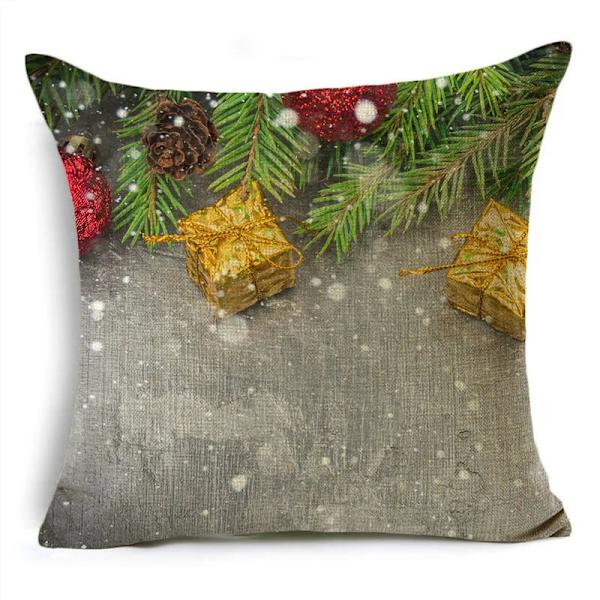 Merry Xmas Prydnadskuddar Överdrag 40/45/50cm Julgran Snögubbe Ornament Bollar Kuddfodral för Soffa Vardagsrum Heminredning 40cm x 40cm 01