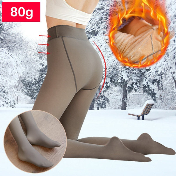 Vinter Varmisolerade Tights Dam Leggings Elastiska Tjock Fleece Tights Hög midja Thermal Leggings Strumpbyxor Skin-Transparent style 3- 80g One Size