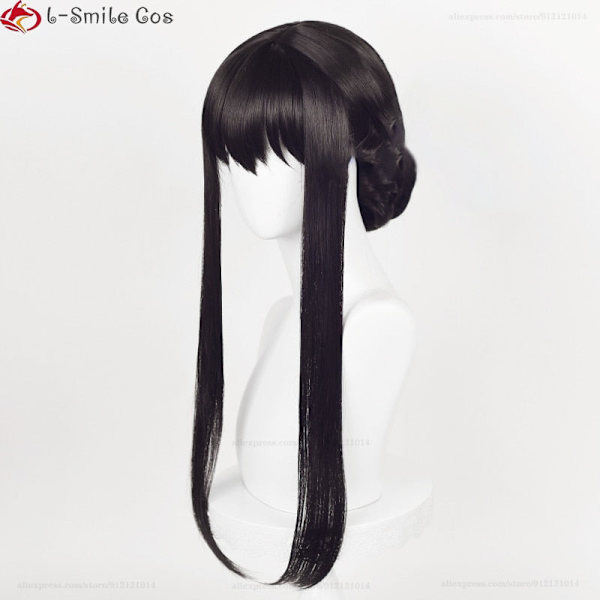 Anime SPY×FAMILY Yor Forger Pitkät Mustat Cosplay Peruukki Hiukset Lämmönkestävä Synteettinen SPY FAMILY Halloween Roolileikki Peruukit + Peruukkihattu Wig A and Earrings One Size