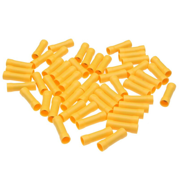 10/50/100 st Blandade Isolerade Krympterminaler Elektriska Kabelkontakter Butt Connectors Krympterminal BV1.25 BV2.5 BV5.5 Yellow 4.0-6.0mm2 100PCS