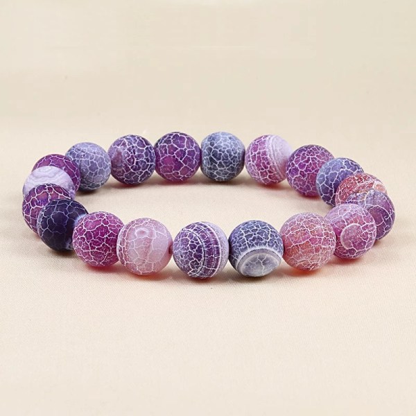 Charm Purple Agates Natural Weathered Gem Stone Bead Strand Women Stretch Armband Reiki Yoga smycken bästa vän present Pulseras 6mm Weathering White