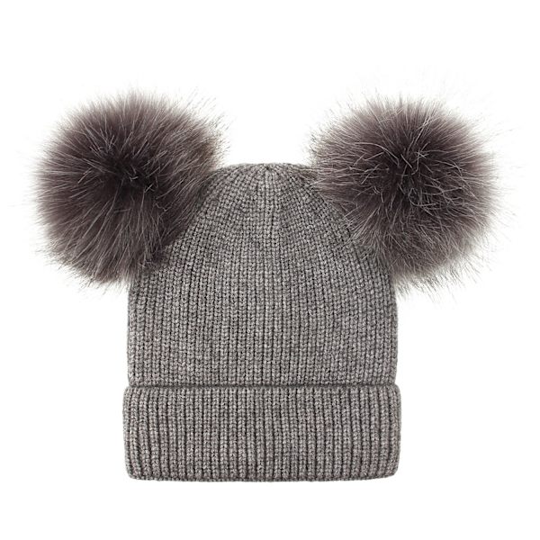 Talvinen neulottu pipo lapsille ja naisille, villapipo pariskunnille, pörröinen tupsupipo, yksivärinen talvihattu turkiksella, äiti ja vauva -vanhempi-lapsi-hattu #3 beige S code (0-4 years old)