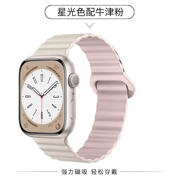 Urrem til Apple Watch iWatch 38/40/41mm urskive universal stjerneskær med Oxford pink