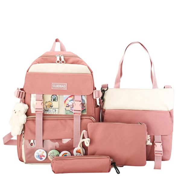 4 st/set Skolryggsäckar för damer Skolväska Daisy Canvas för tonårsflickor Student College Bokväska Pojkar Portfölj Bolsas Mochilas A  Army Green Backpacks