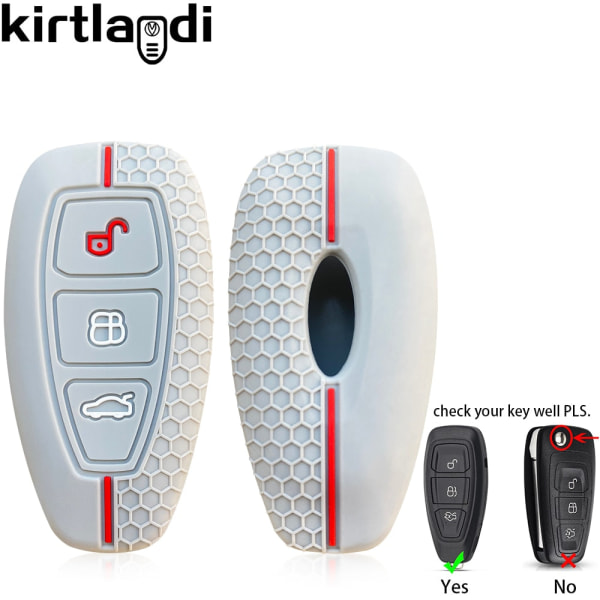Silikon Bilnøkkel Deksel Skall for Ford Kuga Focus Mk3 Mk4 Mondeo Fiesta Titanium Ecosport Transit MK8 Cover Fjernkontroll Tilbehør A dark grey 1PC