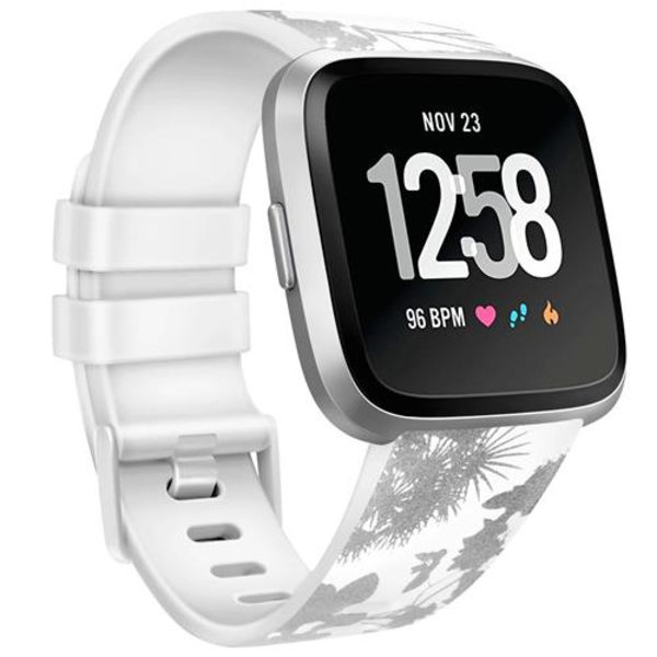 Armband för Fitbit Versa 2 Versa Band Mjuk TPU Ersättningsarmband för Fitbit Versa 2 Versa Lite Klockarmband Gray Flower White Size S For Versa 1 2