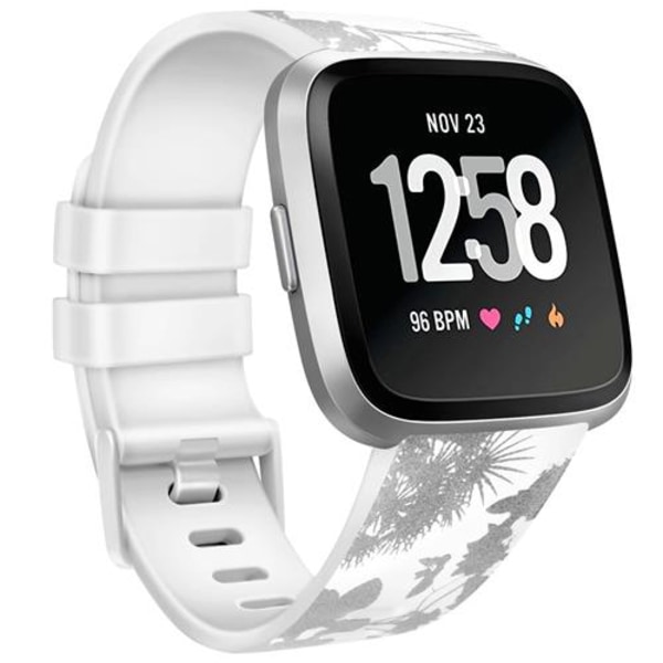 Hihna Fitbit Versa 2 Versa -rannekkeelle, pehmeä TPU-vaihtoranneke Fitbit Versa 2 Versa Lite -kellon rannekkeelle Gray Flower White Size S For Versa 1 2