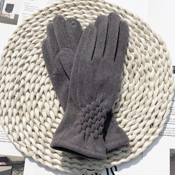 Nytt Mode Grace Damhandske Vante Kvinnor Vinter Elegant Fullfinger Mocka Pekskärm Körning Vindtät Håll Varma Handskar G183 G183Black One Size