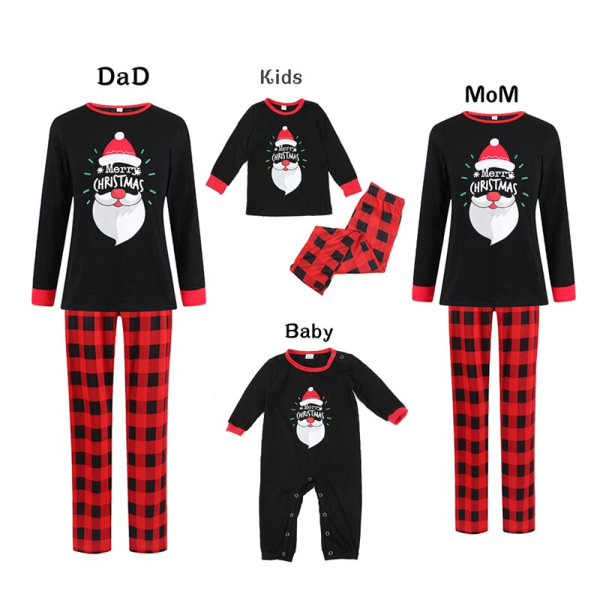 Matchande Julpyjamas för Familjen Familjepyjamas Matchande Kläder Jultomte Kostym Nattkläder Black Baby 6M