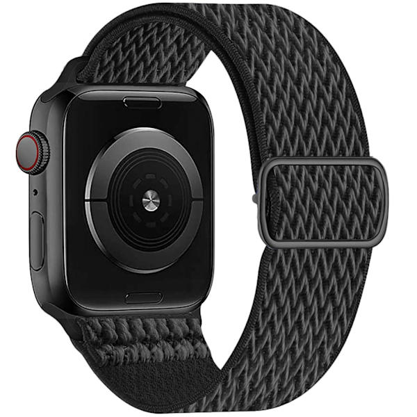 Nylonstropp for Apple Watch-reim 44 mm 40 mm 41 mm 45 mm Justerbar elastisk solo loop-beltearmbånd Apple Watch Series 7 6 se 5 4 3 whole black 38mm - 40mm - 41mm