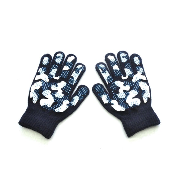 Warmom Varma stickade vinterhandskar för barn, barnhandskar pojke flicka utomhussporter halkfria kamouflage PVC offset-handskar för 5-11 år Red