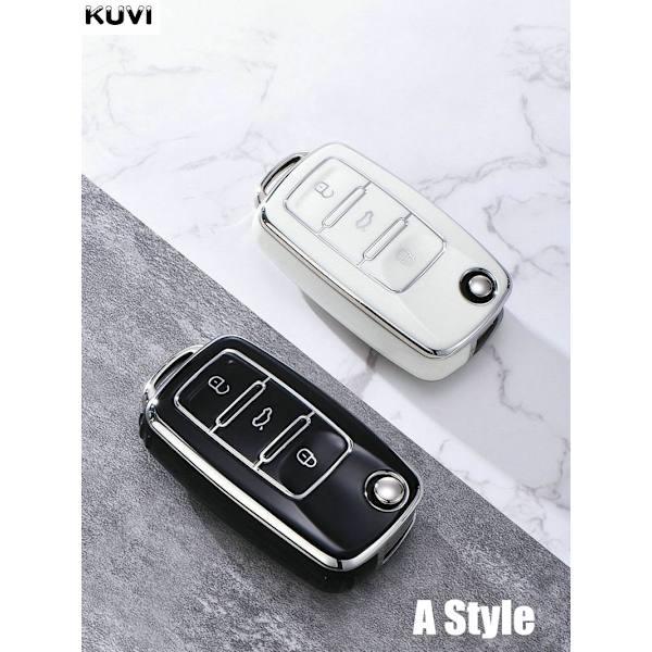 TPU Auton Avaimen Kotelo Suojus Avaimenperä Polo Tiguan Passat B5 B6 B7 Golf MK Jetta Skoda Kodiaq Superb Octavia Seat Jne C style White