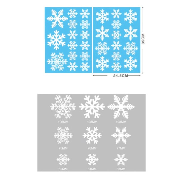 Juleglassklistremerker Hjemmeinnredning Ornamenter Jul Snøfnugg Julenissen Dør Butikkvindu Klistremerke Nyttår Juledekorasjon 19
