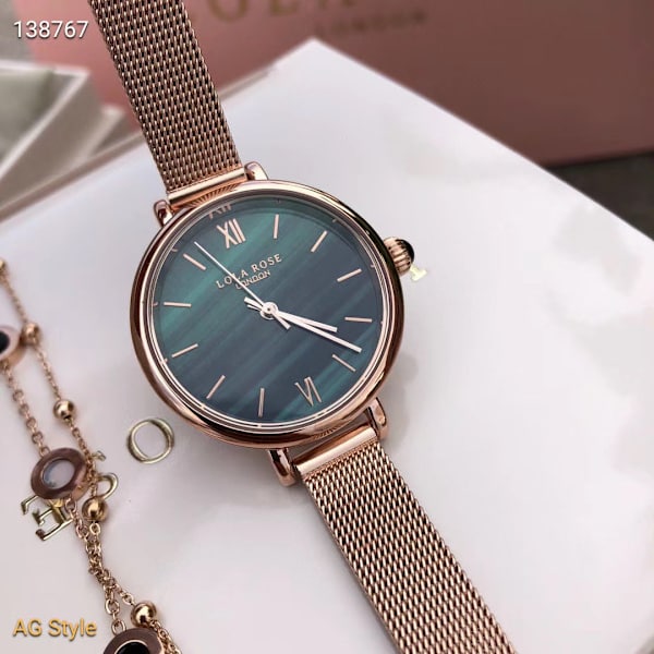 Lola Rose Litet Grönt Klockset Roller Liten Gyllene Klocka Fyrkantig Brittisk Stjärnklar Klocka Flicka No. 2 mesh belt round