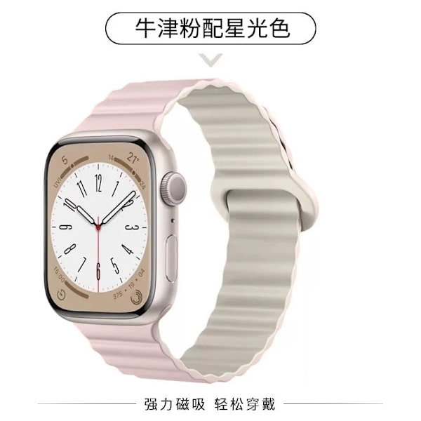 Klockarmband för Apple Watch iWatch Gäller: S3/2/1 38mm Oxford rosa med stjärnglansfärg