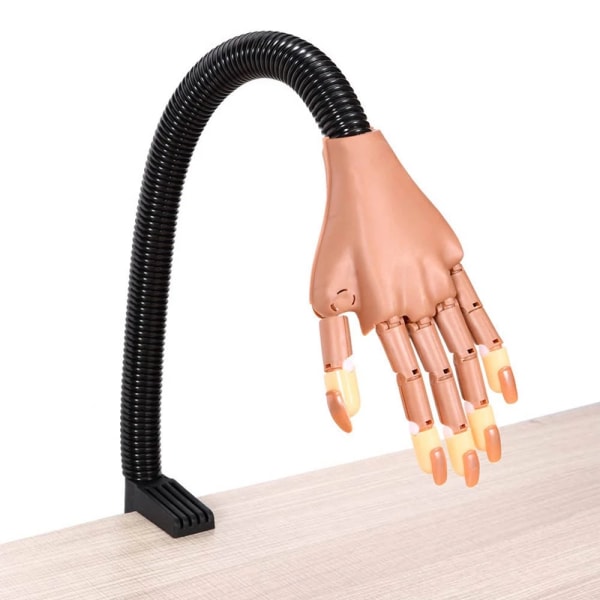 1 Harjoitus Käsi + 100kpl Kynsikärki Joustava Pidike Säädettävä DIY Kynsitaide Mallikäsi Manikyyri Työkalu Koulutustarvike Liikuteltava Hand Set