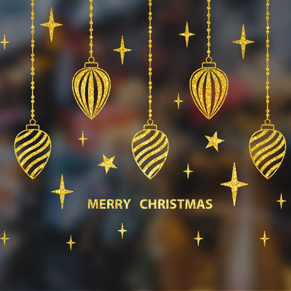 Jul Fönsterdekorationer Guld Glänsande Jul Väggdekor För Hem Barnrum Väggdekaler Nyårsdekorationer 7