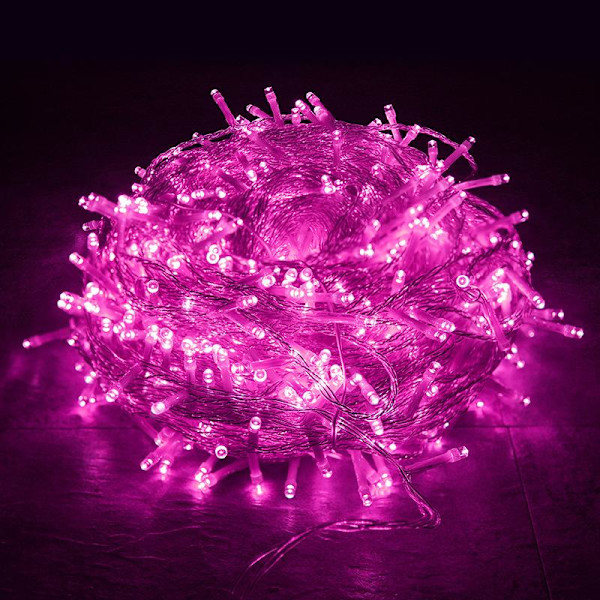 100LED Ljusslinga Jul Ljusslinga Julgran Nätkontakt Inomhus Utomhus Trädgård Fest Dekoration Pink EU Plug