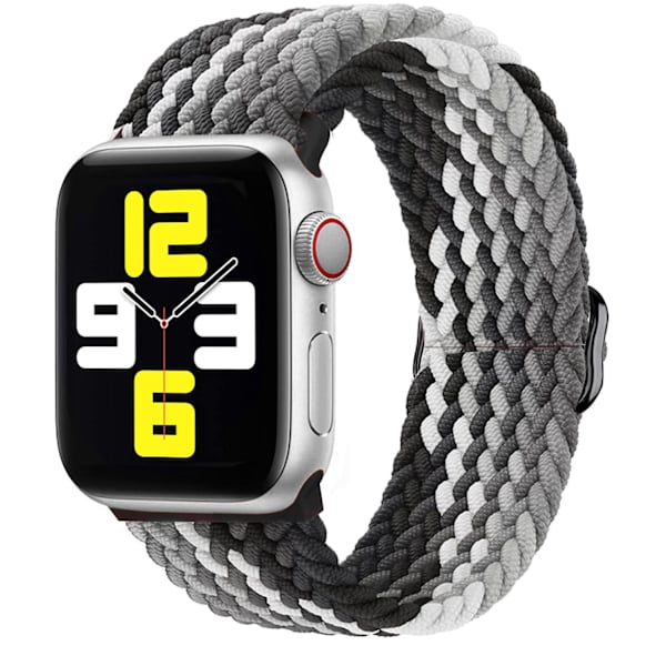 Punottu yksinlenkkihihna Apple Watch -rannekkeelle 44mm 40mm Series 7 6 54SE Säädettävä elastinen nylonhihna iwatch 3 42mm 38mm rannekorulle Black For 42mm-44mm-45mm