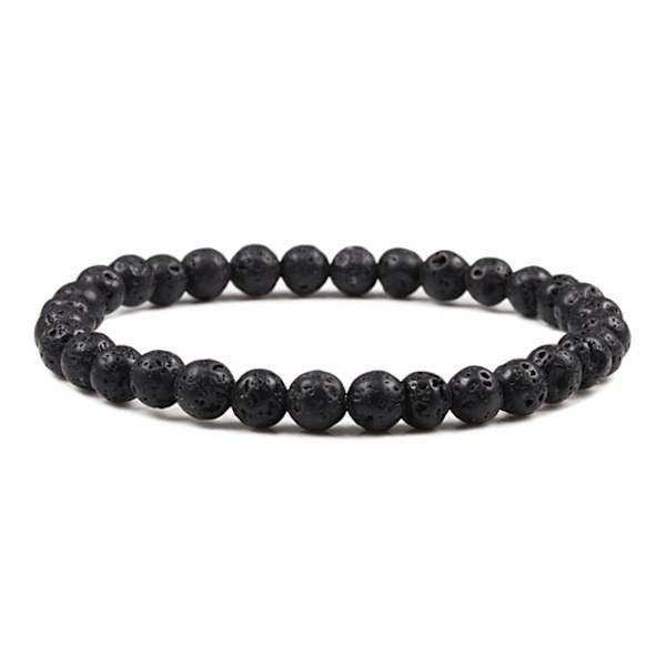 Buddha Sort Hvid Natursten Lava Perler Armbånd Mænd Kvinder Rosenkrans Armbånd Meditation Armringe Yoga Smykker Gave 6mm Lava