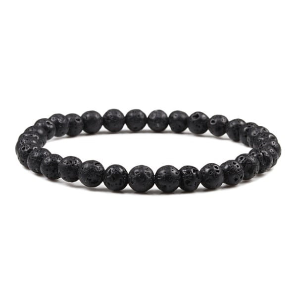 Buddha Svart Vit Natursten Rock Lava Beads Strand Armband Män Kvinnor Rosenkrans Armband Meditation Armband Yoga Smycken Present 8mm Bright Black