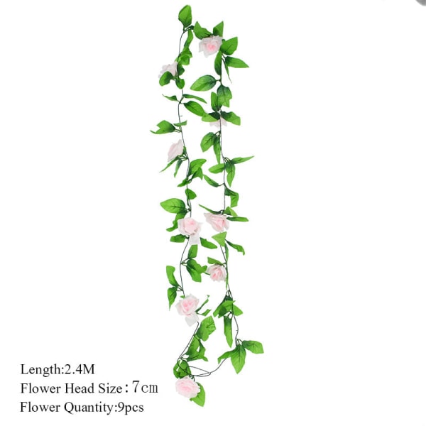 2,3 m blomsterkrans konstgjord blomsnöre med löv Siden Sakura körsbärsblommor murgröna vinstockar för hemträdgård bröllop valvbågedekor F01 light pink vine
