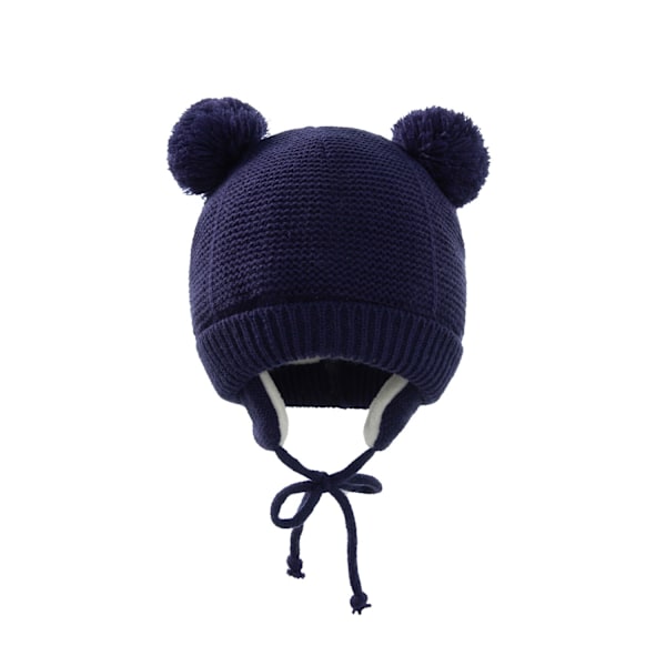 Sød Strikket Pompom Babyhue Handsker Kasket Tyk Varm Pige/Dreng Hue Handsker Beanie Vinter Ørevarm Børnehue Baby Bonnet Muts NavyHat
