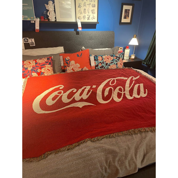 Retro Amerikansk Filt Sofffilt CocaCola Coca-Cola Väggdekorativ Filt Cola blanket 125X150cm